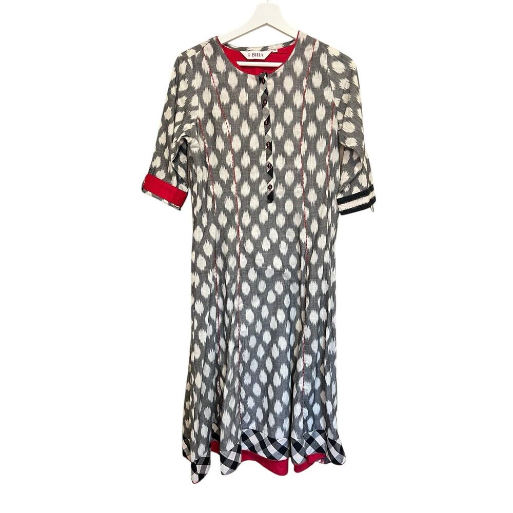BIBA Boho Midi Dress Size 32 Roll Sleeves